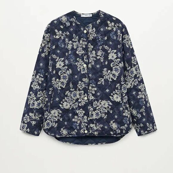 Mango quilted jacket in blue floral - Picture 5 of 6